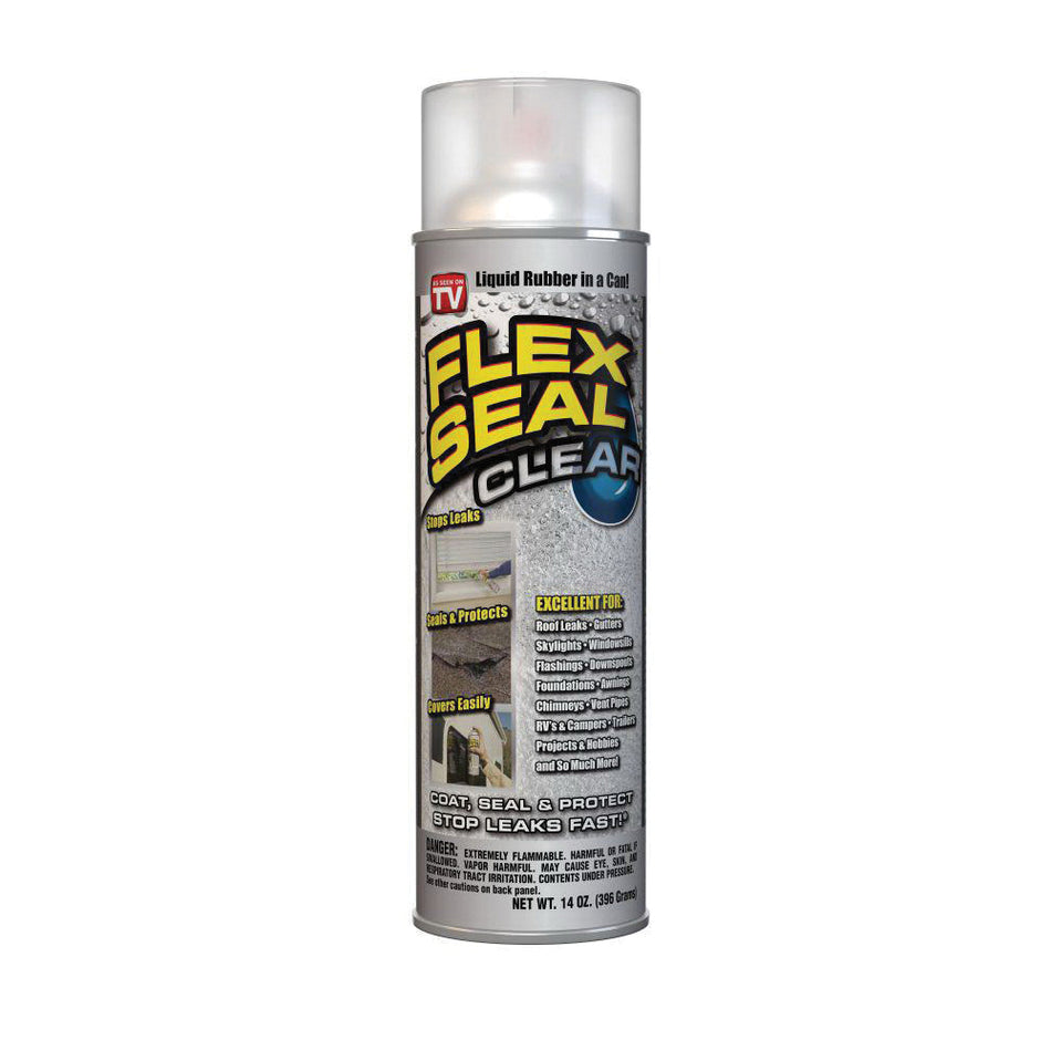 FLEX SEAL® FSCL20 Sealant, Liquid, Clear, Rubber Base, 24 to 48 hr Curing, 14 oz, Aerosol Can