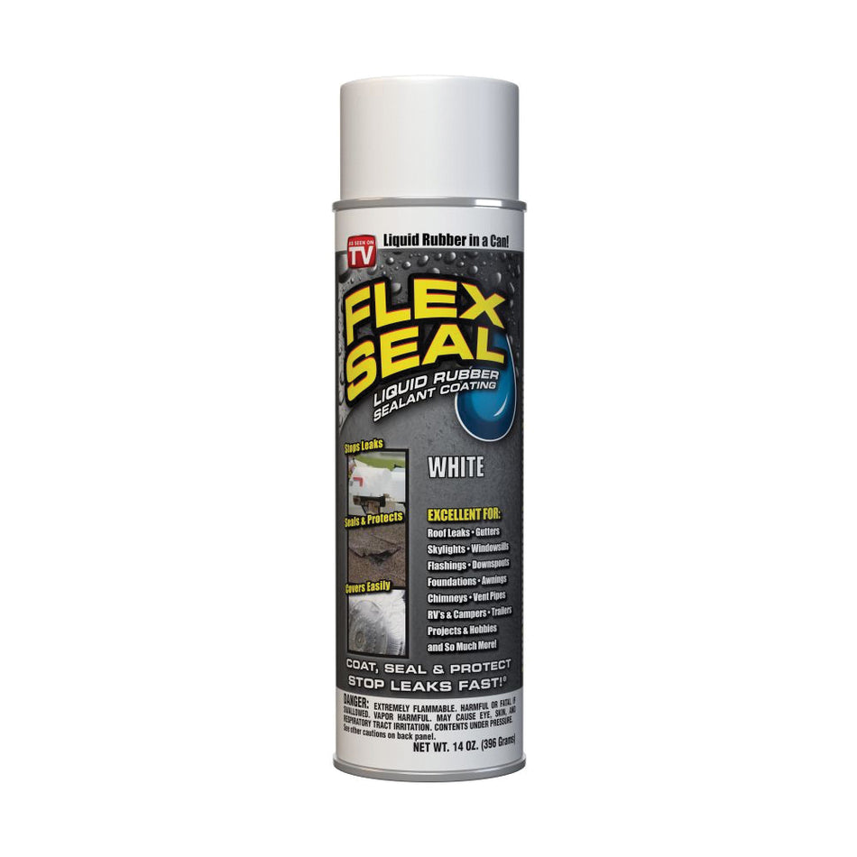 FLEX SEAL® FSWHTR20 Sealant, Liquid, White, 24 to 48 hr Curing, 14 oz, Aerosol Can