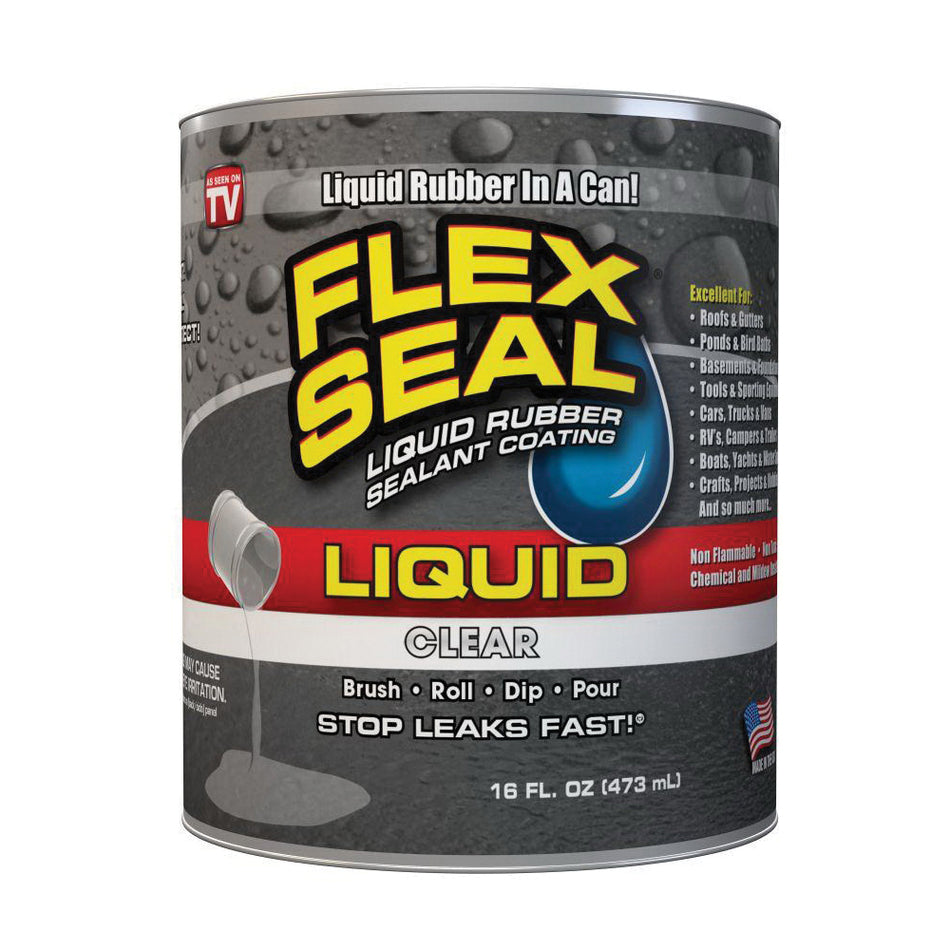 FLEX SEAL® LFSCLRR16 Sealant, Liquid, Clear, 48 hr Curing, 16 pt, Can