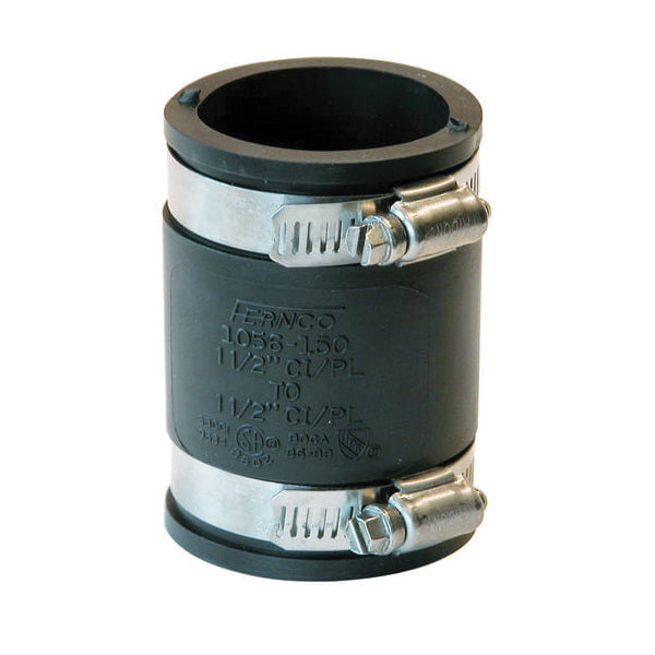 Fernco® 1056 Series P1056-150 Stock Coupling, 1-1/2 in x 1-1/2 in, PVC, Black