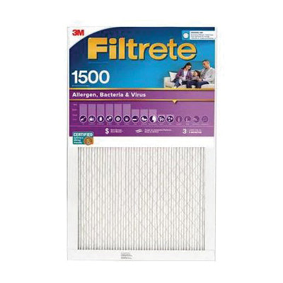 Filtrete™ 051111-02000 Air Filter, Allergen, Bacteria and Virus Filter, 16 in W, 20 in H, 1 in D, 12 MERV