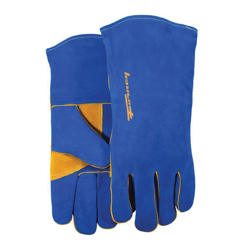 Forney® 53422 Heavy-Duty Welding Gloves, Men's, L Size, Reinforced Thumb, Leather Glove, Blue Glove