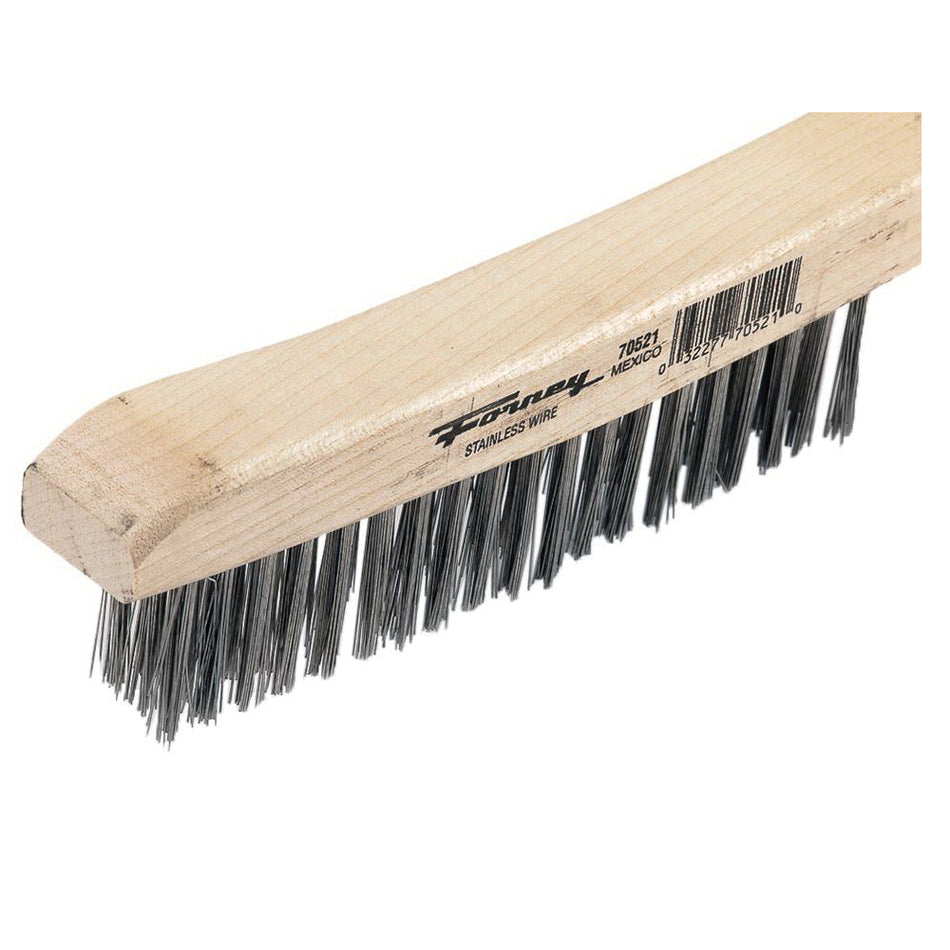 Forney® 70521 Scratch Brush, 13-3/4 in OAL, 3 x 19 -Row, Stainless Steel Bristle