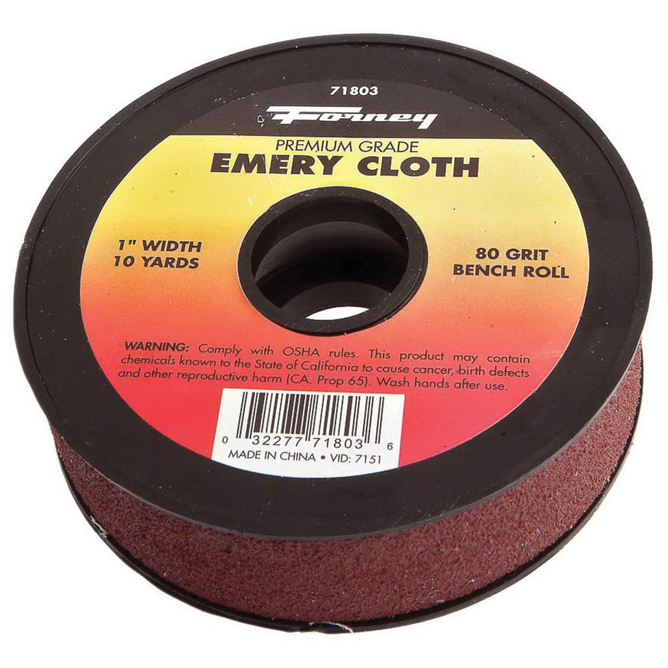 Forney® 71803 Emery Cloth Bench Roll, 10 yd L, 80 Grit, Aluminum Oxide Abrasive