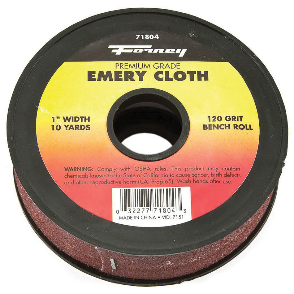 Forney® 71804 Emery Cloth Bench Roll, 10 yd L, 120 Grit, Aluminum Oxide Abrasive