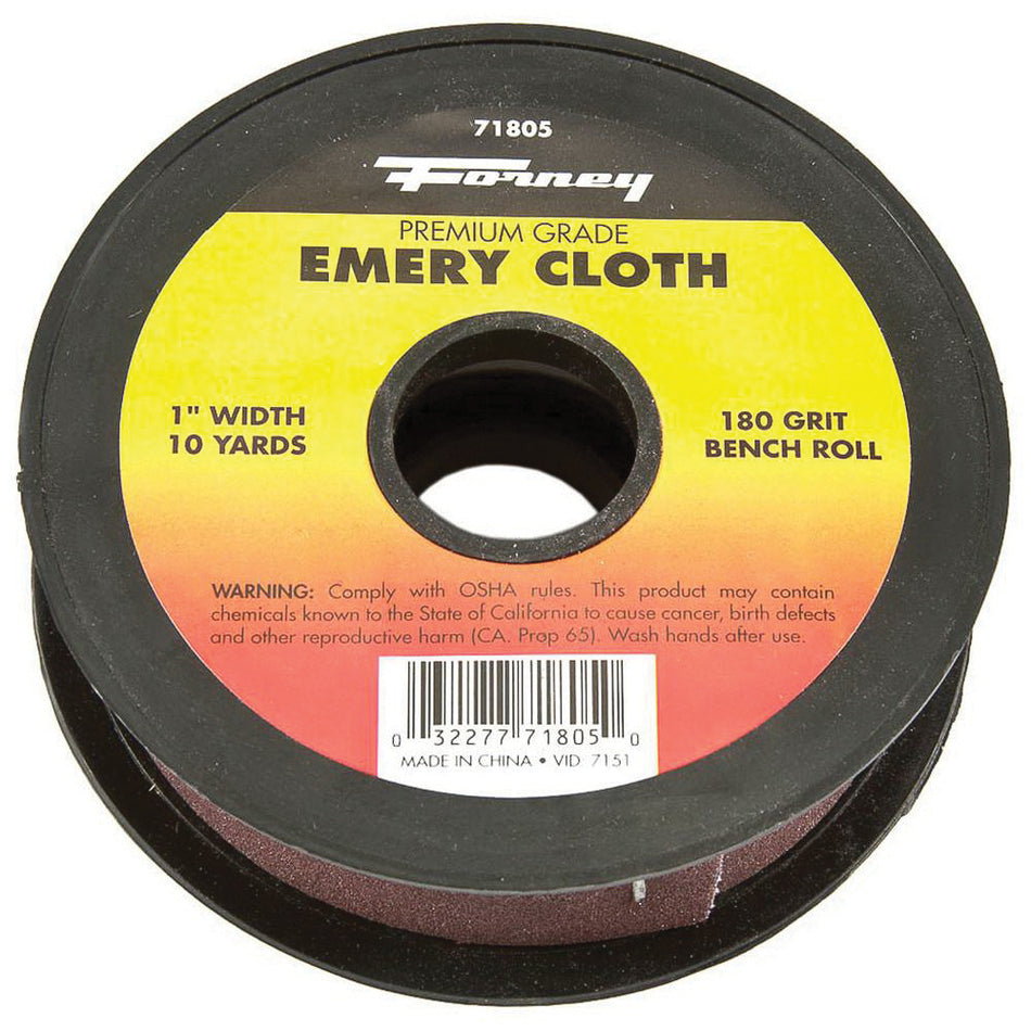 Forney® 71805 Emery Cloth Bench Roll, 10 yd L, 180 Grit, Aluminum Oxide Abrasive