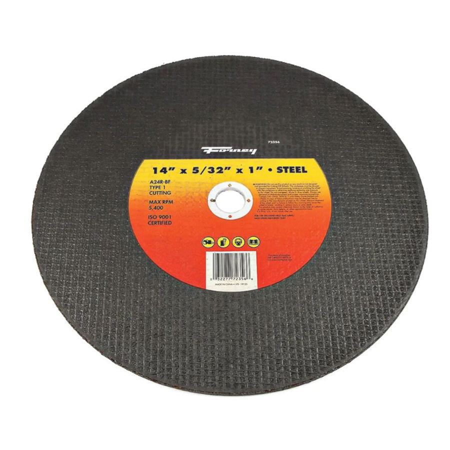 Forney® 72356 Cutting Wheel, Type 1 Wheel, 14 in Dia, 5/32 in Thick, 1 in Arbor, 24 Grit, Coarse Grit