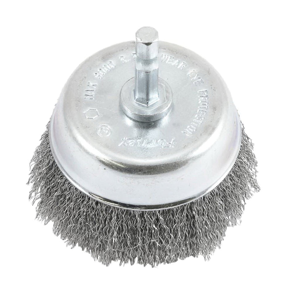 Forney® 72732 Cup Brush, 3 in Dia Brush, Crimped Bristle, Steel Bristle