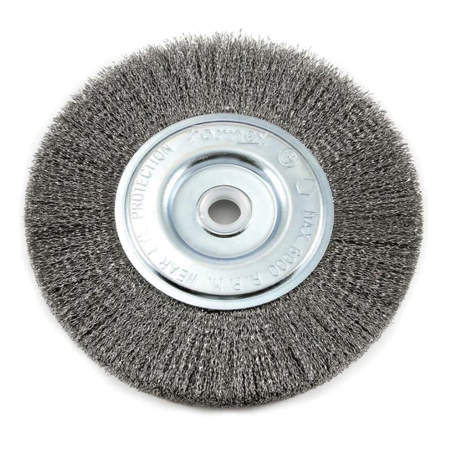 Forney® 72747 Wire Wheel Brush, 6 in Dia Brush, Crimped Bristle, 1/2 to 5/8 in Arbor, Steel Bristle