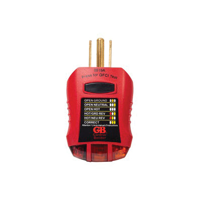 GB® GFI-3501 Receptacle Tester and Circuit Analyzer, 120 V, 60 Hz, Red