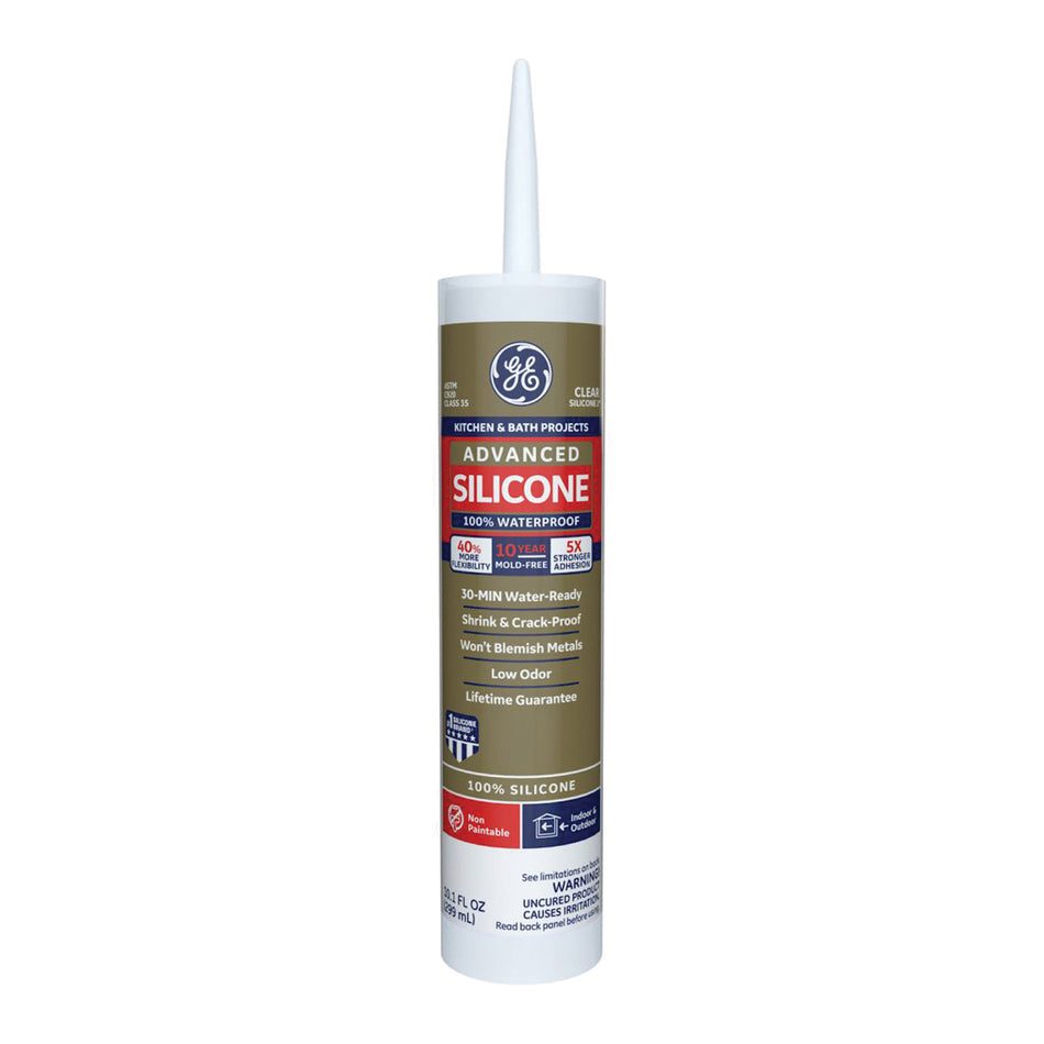 GE Sealants Silicone 2® GE5070 Kitchen and Bath Sealant, Paste, White, 24 hr Curing, 10.1 fl-oz