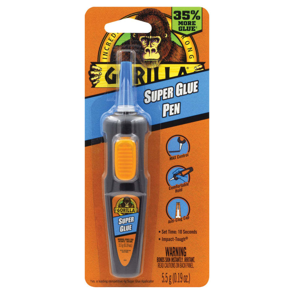 GORILLA® 104408 Super Glue Pen, Liquid, Straw/White, -65 to 220 deg F, 5.5 g