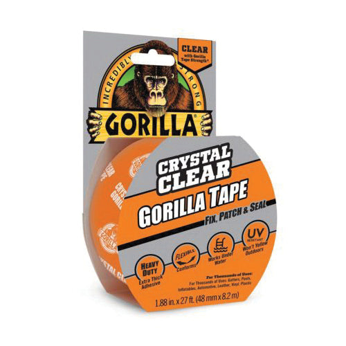 GORILLA® 6027002 Repair Tape, 8.2 mil Thick, 1.88 in W, 9 yd L, Clear, Acrylic Adhesive, Copolymer Backing