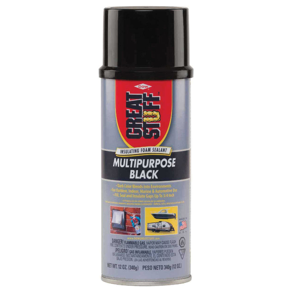 GREAT STUFF™ 99054816 Foam Sealant, Black, 8 hr Full Cure, 12 oz, Can