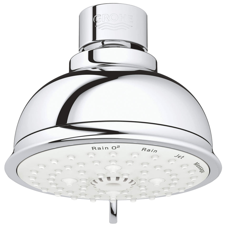 GROHE 26045001 Showerhead, Tempesta Rustic Collection, 1.75 gpm, 4 -Spray, Wall Mounting, 4 in Head, Chrome