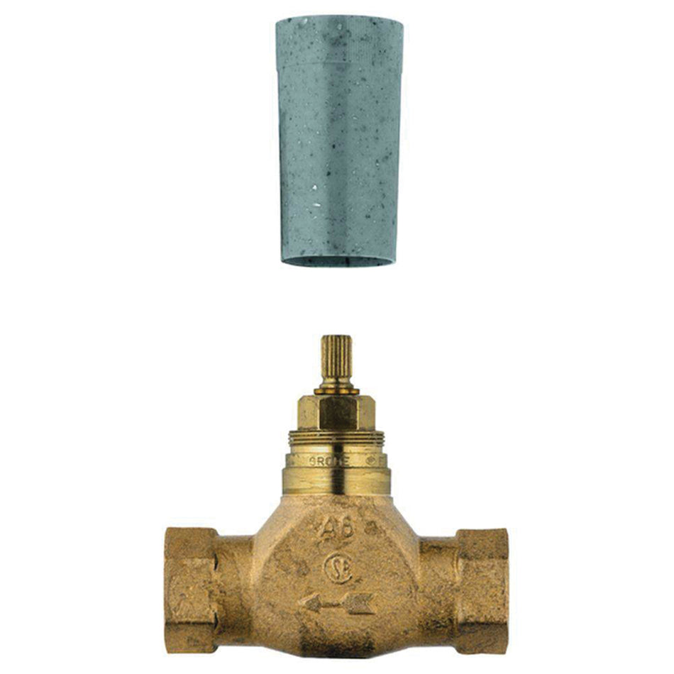 GROHE 29273000 Non Rapido® Volume Control Rough-In Valve, 1/2 x 1/2 in, NPT, 18.5 gpm, Brass Body