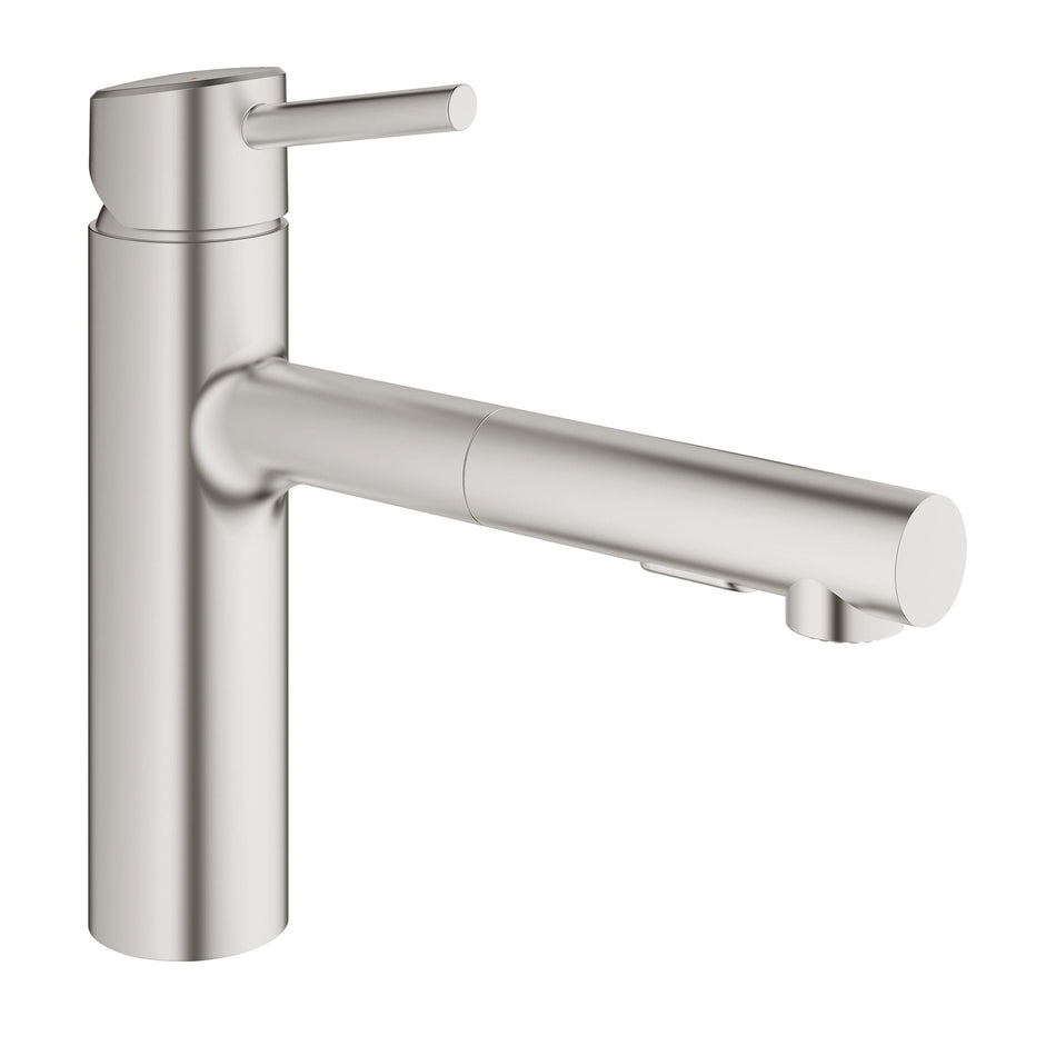 GROHE 31453DC1, Concetto™ Collection, Deck, Pull-Out, Kitchen Faucet, SuperSteel Infinity