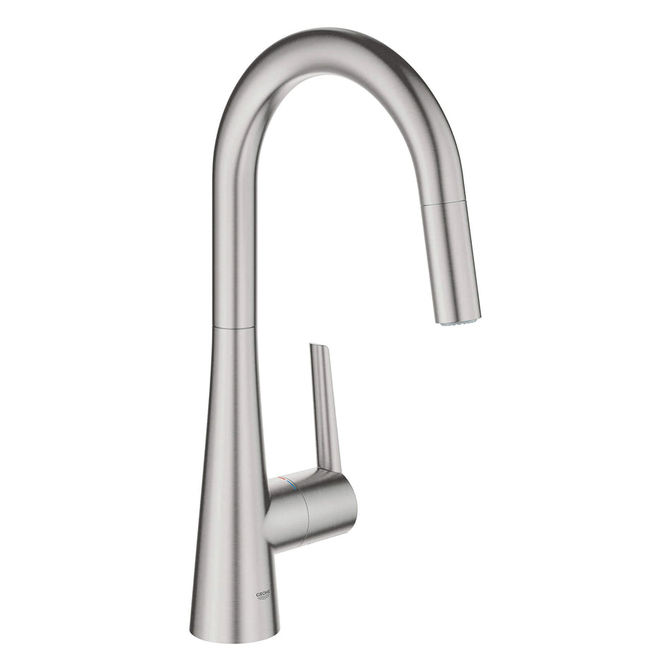 GROHE 32226DC3, Zedra Collection, Deck, Pull-Down, Kitchen Faucet, SuperSteel Infinity