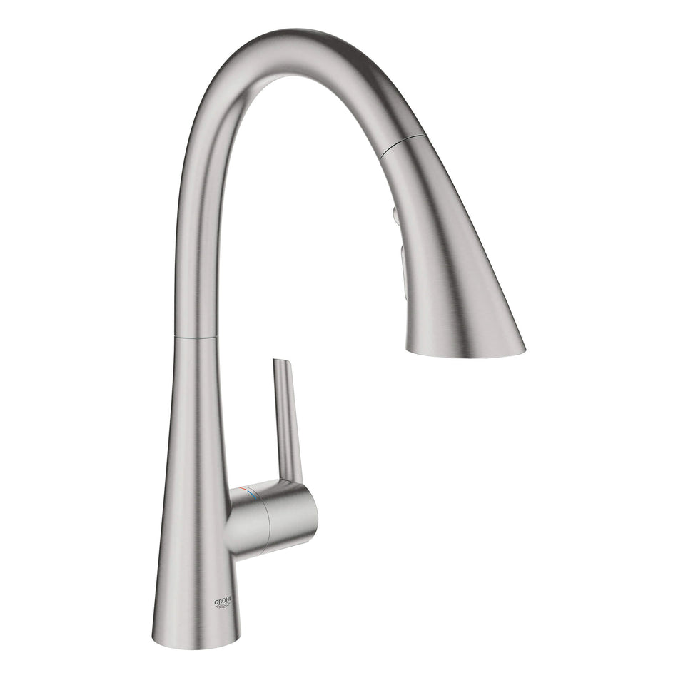 GROHE 32298DC3, Zedra Collection, Deck, Pull-Down, Kitchen Faucet, SuperSteel Infinity