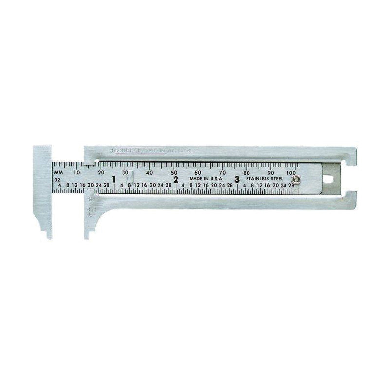 General® 132ME Slide Caliper, 3 in Measuring Range, 1/32 in, 1/64 in Graduation, +/-0.001 in, 0.03 mm Accuracy