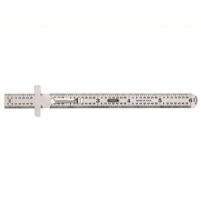 General® 3001 Industrial Precision Ruler With Pocket Clip, 6 in L, 3-7/8 in W, Steel, Polished, Light Gray