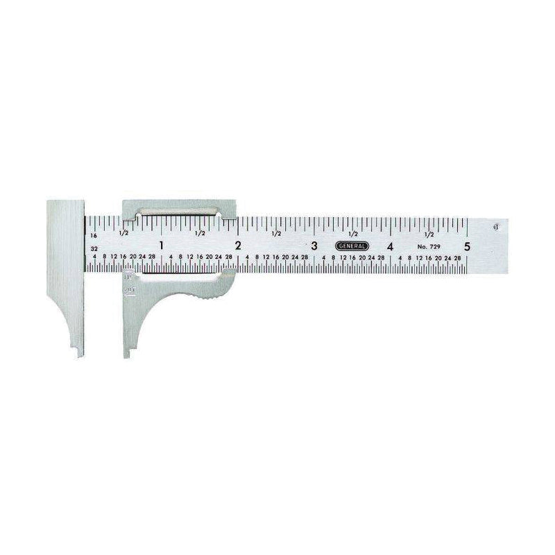 General® 729 Slide Caliper, 0 to 4 in Measuring Range, 1/16 in Graduation, +/-0.001 in, 0.03 mm Accuracy