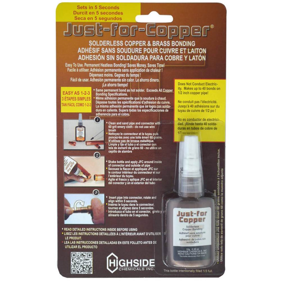 Highside Chemicals Just-for-Copper® 31010 Pipe Joint Compound, Bottle, 10 g, Liquid, Clear