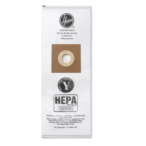 HOOVER® AH10040 Type Y Bag, HEPA Filtration, For Use With: Hoover CH53005 Upright Vacuums