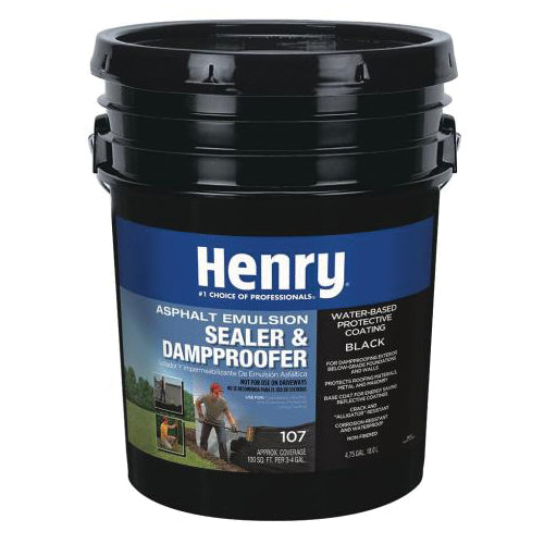 Henry® HE107046 Asphalt Emulsion Sealer and Damp Proofer, Asphalt, Bentonite Clay Emulsion Base, Black, 1 gal