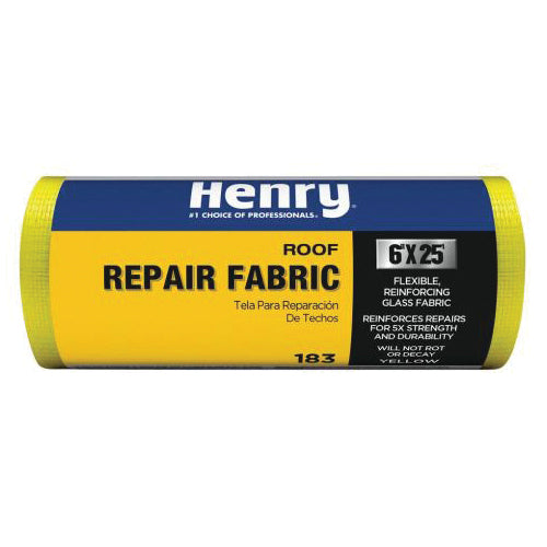 Henry® HE183196 Roof Fabric, 6 in W, 25 ft L, Fiberglass, Yellow, 75 in-lb Tensile Strength