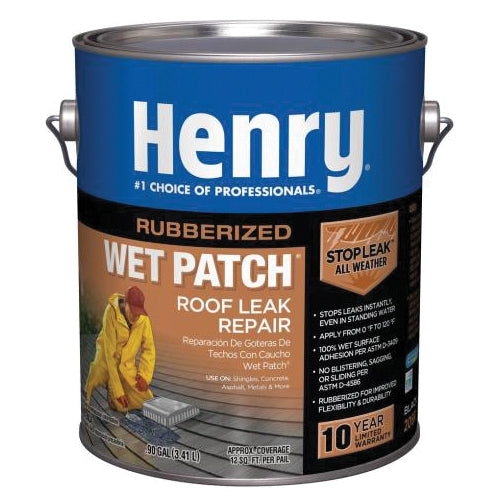 Henry® HE208R042 Roof Leak Repair, Paste, Black, Asphalt Base, 12 sq-ft/gal Coverage, 1 gal