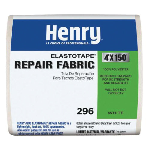 Henry® ElastoTape™ HE296195 Roof Fabric, 8.7 mil Thick, 4 in W, 150 ft L, Polyester, White, 44 in-lb Tensile Strength