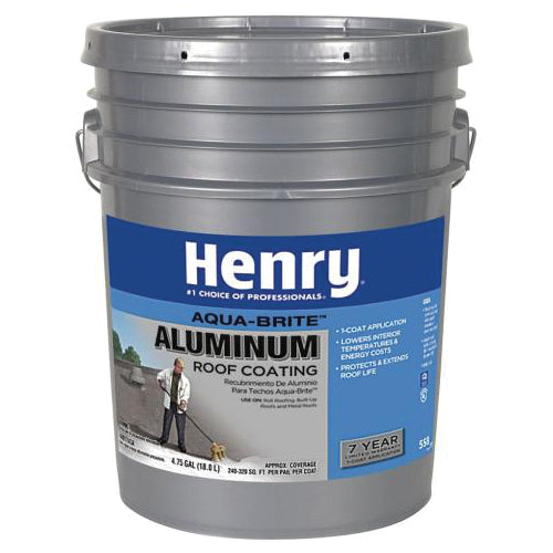 Henry® Aqua-Brite™ HE558178 Roof Coating, Black/Silver, 50 g/L VOC, 100 sq-ft/1.5 gal Coverage Area, 5 gal