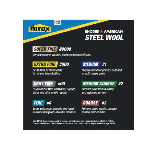 Homax® 10121111 Steel Wool Pad, 1 Grit, Medium Grit