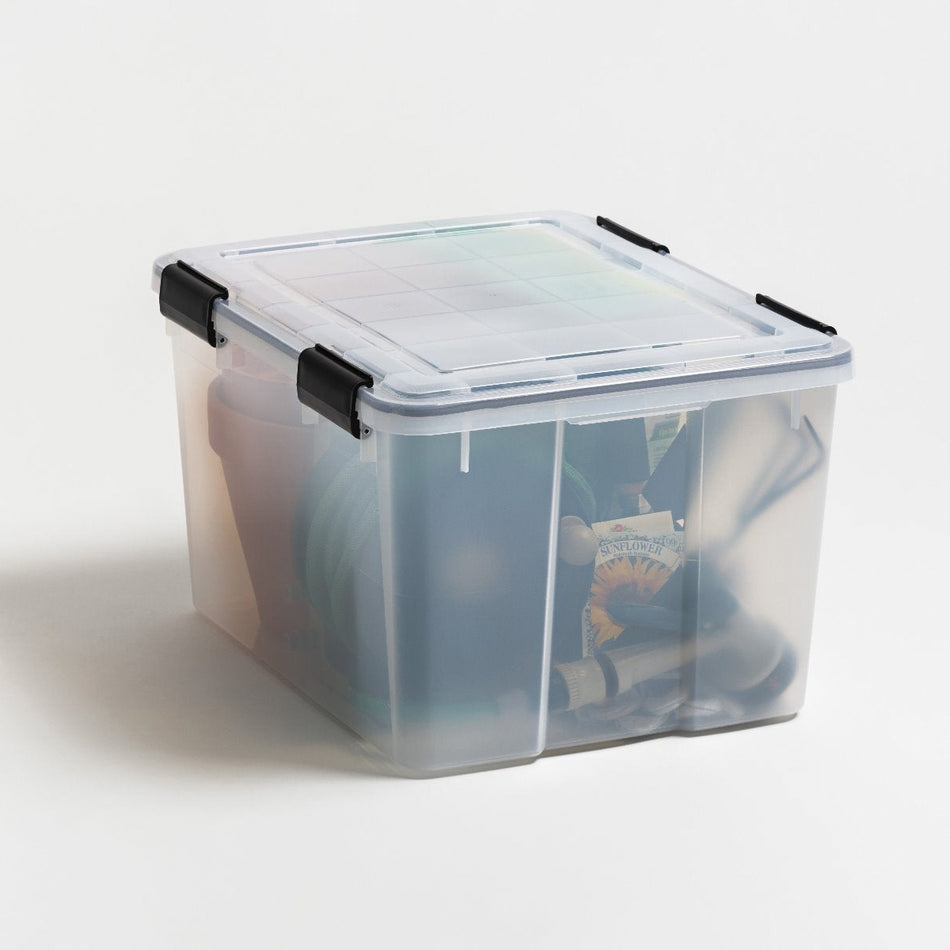 IRIS® WeatherPro™ 110450 Storage Box, 46 qt Capacity, 19.7 in L, 15-3/4 in W, 11-3/4 in H, Clear