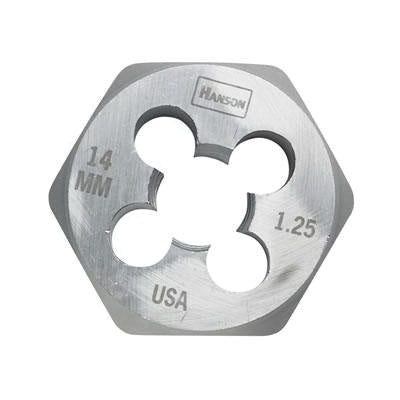 IRWIN® HANSON® 9739 Hexagon Die, 10 mm Thread, Metric Thread, Right Hand Thread, 1 in OD, High Carbon Steel