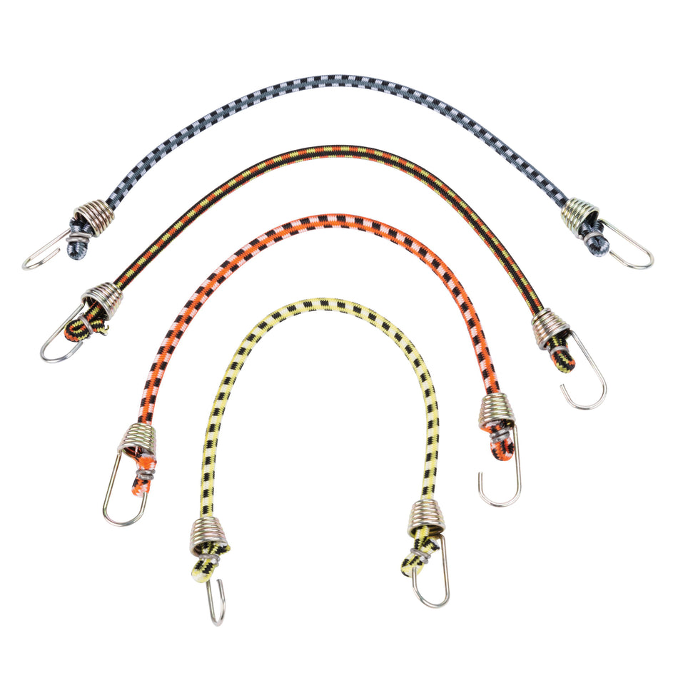 KEEPER™ 06051 General Purpose Mini Bungee Cord, Rubber Cord, Multi-Color Cord, Steel Hook, 4-Piece