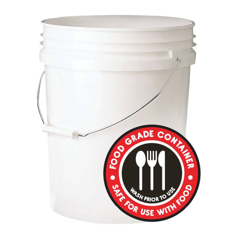 LEAKTITE® 005GFSWH020 Food-Safe Bucket, 5 gal Capacity, White, HDPE