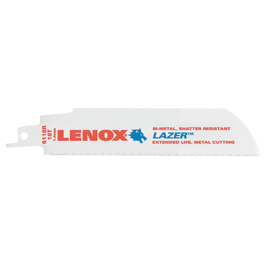 LENOX® 201746118R Lazer Reciprocating Saw Blade, 6 in L, 1 in W, 18 TPI TPI, Bi-Metal Blade