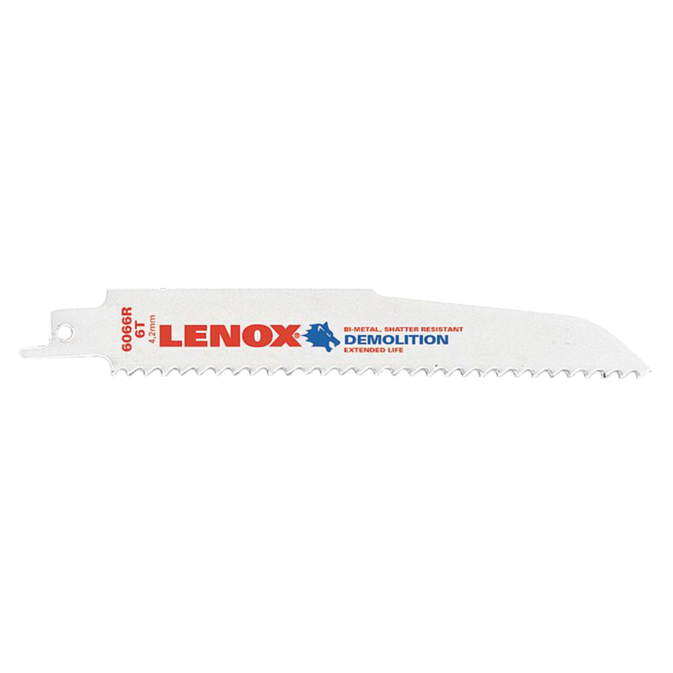 LENOX® 205126066R Reciprocating Saw Blade, 6 in L, 7/8 in W, 6 TPI TPI, Bi-Metal Blade