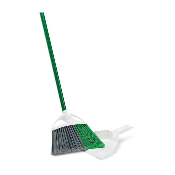 LIBMAN COMMERCIAL® Precision Angle® 206 Precision Angle Broom With Snap-On Dust Pan, 10-1/2 in W Brush, Steel Handle