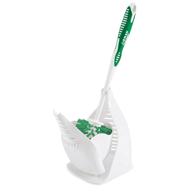 LIBMAN COMMERCIAL® 40 Brush and Closed Caddy, PET Bristle, 1 in L Trim, Polypropylene Handle, 14-1/2 in OAL