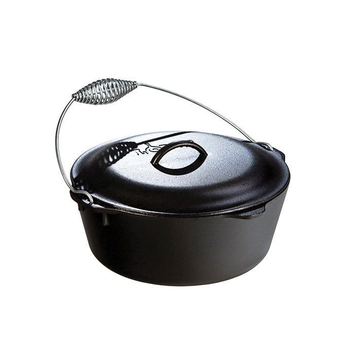 LODGE L10DO3 Camp Dutch Oven, 7 qt Capacity, Round, Bail Handle, Cast Iron, Black