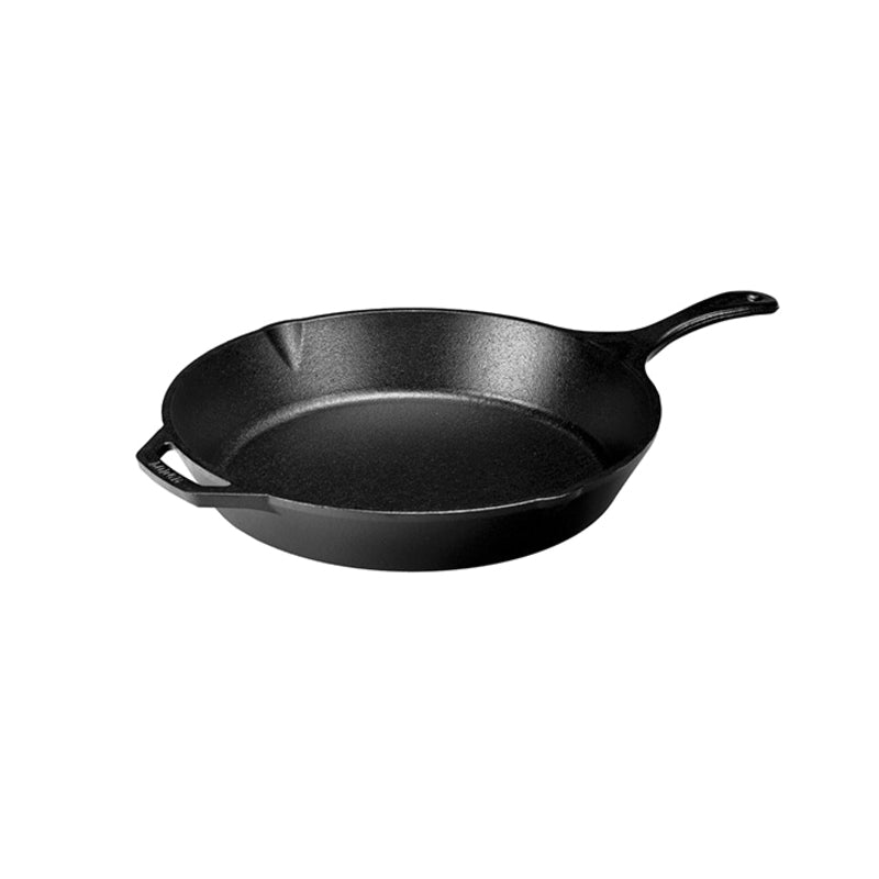 LODGE L12SK3 Skillet, 20-3/4 in L, 13-3/4 in W, 0.47 qt Capacity, Round, Cast Iron, Black, Teardrop Handle