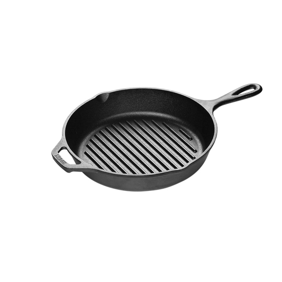 LODGE L8GP3 Grill Pan, 10-1/4 in Dia Pan, Cast Iron Pan