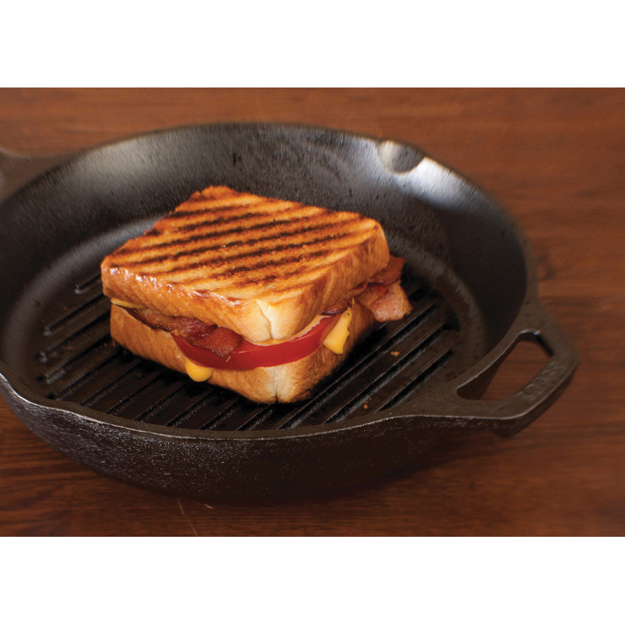 LODGE L8GP3 Grill Pan, 10-1/4 in Dia Pan, Cast Iron Pan