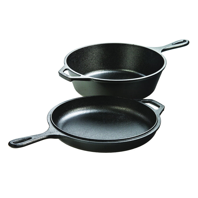 LODGE LCC3 Combo Cooker, 10-1/2 in W, 16.56 in L, Iron Skillet