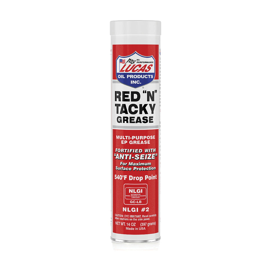 LUCAS OIL Red N Tacky 10005-30 Grease, Lithium Complex Thickener, Mild, Petroleum Oil, Red, 14 oz, Cartridge