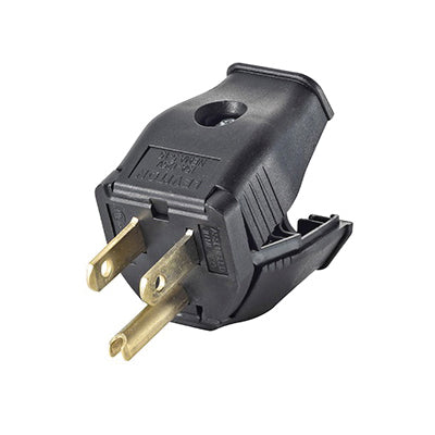 Leviton® 3W101-E Blade Plug, 125 VAC, 15 A, 2 -Pole, 3 -Wire, Black