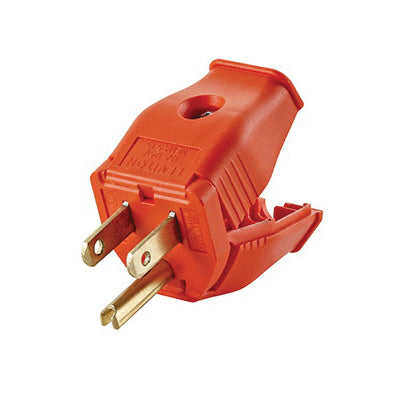 Leviton® 3W101-OR Blade Plug, 125 VAC, 15 A, 2 -Pole, 3 -Wire, Orange